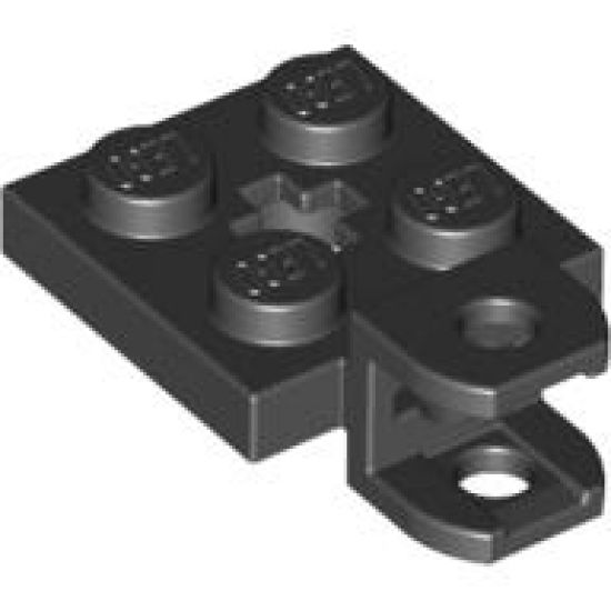 Plate, Modified 2 x 2 with Tow Ball Socket, Short, Flattened with Holes and Axle Hole in Center