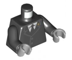 Torso Jacket Buttoned with Gold Badge on Collar, White Shirt and Black Tie Pattern / Black Arms / Light Bluish Gray Hands