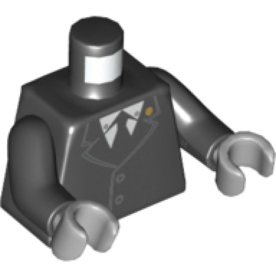 Torso Jacket Buttoned with Gold Badge on Collar, White Shirt and Black Tie Pattern / Black Arms / Light Bluish Gray Hands