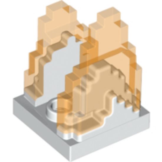 Wave Pixelated (Flame) on Plate 2 x 2 with 2 Studs in Center with Molded Trans-Orange Fire Pattern