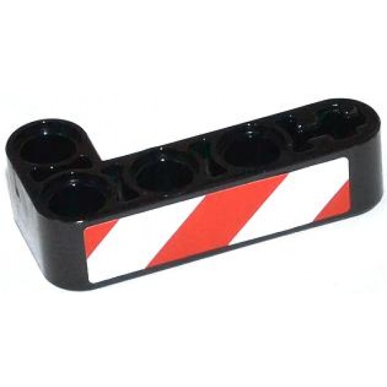 Technic, Liftarm 2 x 4 L-Shape Thick with Red and White Danger Stripes Pattern Model Right Side (Sticker) - Set 42008