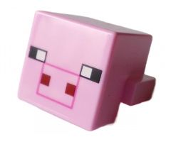 Creature Head Pixelated with Black Eyes and Plain Snout with Dark Pink Outline and Dark Red Square Nostrils Pattern (Minecraft Pig)