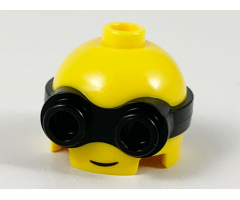 Minifigure, Head, Modified Minion, Short with Molded Black Goggles and Printed Grin Pattern