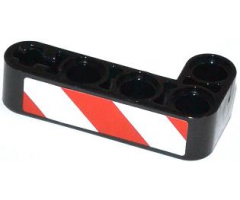 Technic, Liftarm 2 x 4 L-Shape Thick with Red and White Danger Stripes Pattern Model Left Side (Sticker) - Set 42008