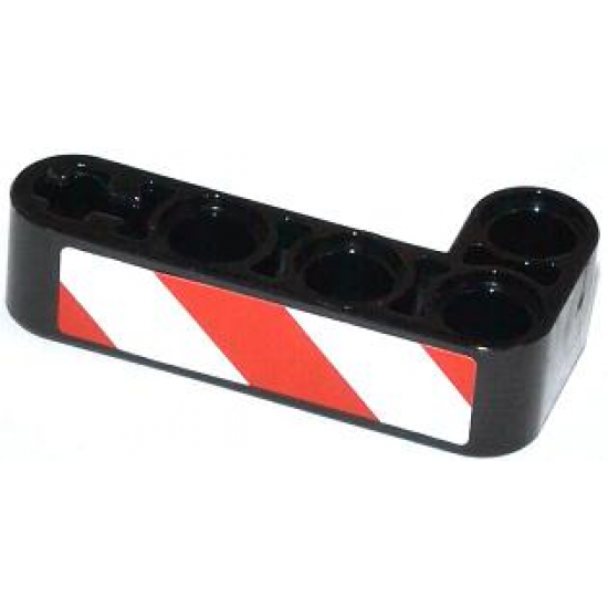 Technic, Liftarm 2 x 4 L-Shape Thick with Red and White Danger Stripes Pattern Model Left Side (Sticker) - Set 42008