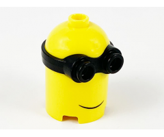 Minifigure, Head, Modified Minion, Extra Tall with Black Goggles and Grin Pattern