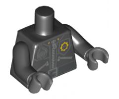 Torso Police 3 Zippers, Minifigure Head Badge, Radio and Belt Pattern (Pattern on Front Only) / Black Arms / Dark Bluish Gray Hands