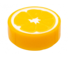 Tile, Round 1 x 1 with Orange Slice Pattern