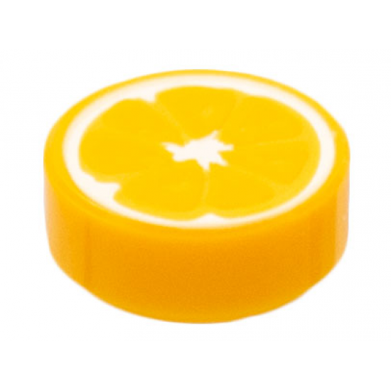 Tile, Round 1 x 1 with Orange Slice Pattern