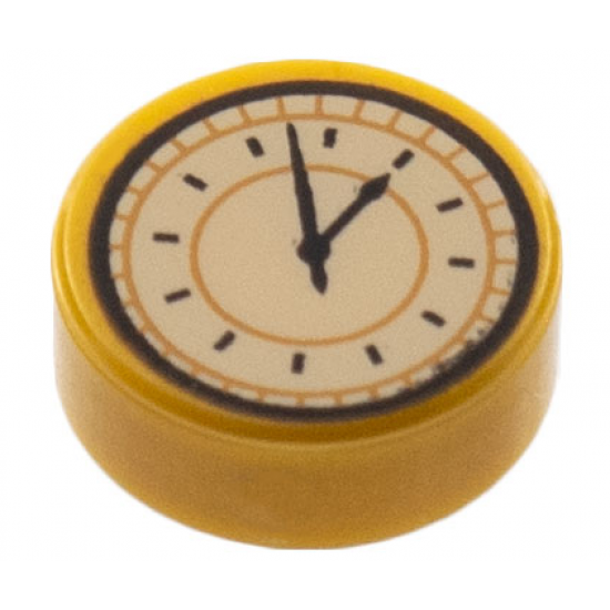 Tile, Round 1 x 1 with Clock Pattern