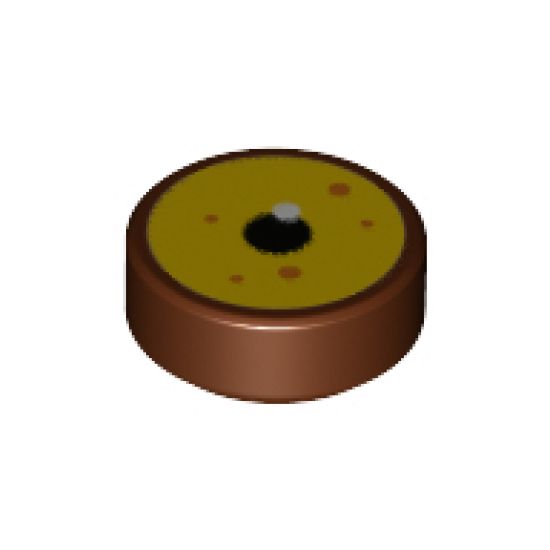 Tile, Round 1 x 1 with Eye with Bright Light Yellow Iris, Black Pupil and Orange Dots Pattern