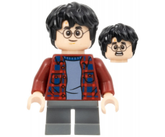 Harry Potter, Dark Red Plaid Flannel Shirt, Dark Bluish Gray Short Legs