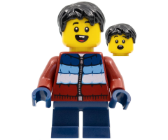 Child Boy, Dark Red Coat, Dark Blue Short Legs, Black Hair