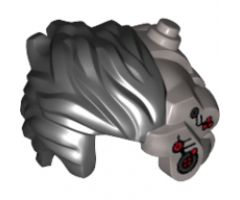 Minifigure, Hair Short Tousled with Silver Robot Components and Eyepiece Pattern Left Side