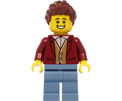 Teacher - Male, Dark Red Suit Jacket, Sand Blue Legs, Reddish Brown Hair