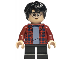 Harry Potter, Dark Red Plaid Flannel Shirt, Black Short Legs