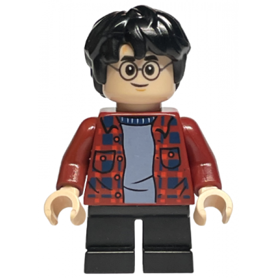 Harry Potter, Dark Red Plaid Flannel Shirt, Black Short Legs