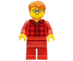 Male with Dark Orange Hair, Glasses, Red Flannel Shirt, Red Legs (Ludo Red)