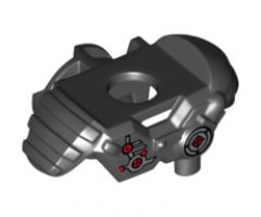 Minifigure, Body Wear Armor Shoulder Pads with Scabbard for Two Katanas and Mechanical Components with Dark Red Dots Pattern