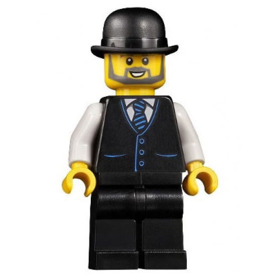 Accountant - Male, Black Vest with Blue Striped Tie, Black Legs, Black Bowler Hat, Beard