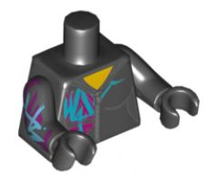 Torso Female Outline, Zipper, Magenta and Medium Azure Marking Pattern / Black Arm Left / Black Arm Right with Magenta and Medium Azure Marking / Black Hands
