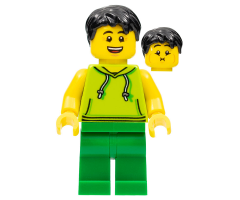 Male with Black Hair, Lime Sleeveless Hoodie, Green Legs (Ludo Green)