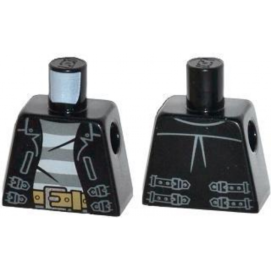 Torso Leather Jacket with Gray Striped Undershirt and Silver Buckle with Dark Tan Belt Pattern