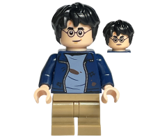 Harry Potter, Dark Blue Open Jacket with Tears and Blood Stains, Dark Tan Medium Legs, Smile / Angry Mouth