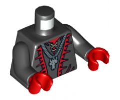 Torso Castle Dragon Wizard with Lace-up Shirt, Red Trim and Silver Dragon Head Chain Pattern / Black Arms / Red Hands