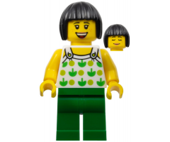 Female, Black Short Hair, White Top with Green Apples and Lime Dots, Green Legs (Ludo Green)