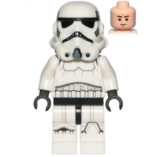 Imperial Stormtrooper (Dual Molded Helmet, Gray Squares on Back) - Male, Light Nougat Head, Frown