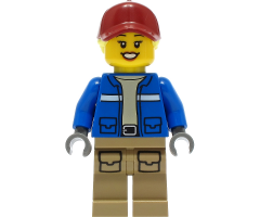 Wildlife Rescue Explorer - Female, Blue Jacket, Dark Tan Legs with Pockets, Dark Red Cap, Bright Light Yellow Hair
