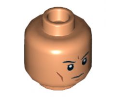 Minifigure, Head Black Eyebrows, White Pupils, Cheek Lines, Chin Dimple, Frown Pattern - Hollow Stud