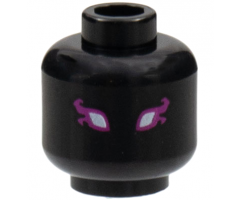 Minifigure, Head White Eyes with Magenta Flame Outlines Pattern - Hollow Stud