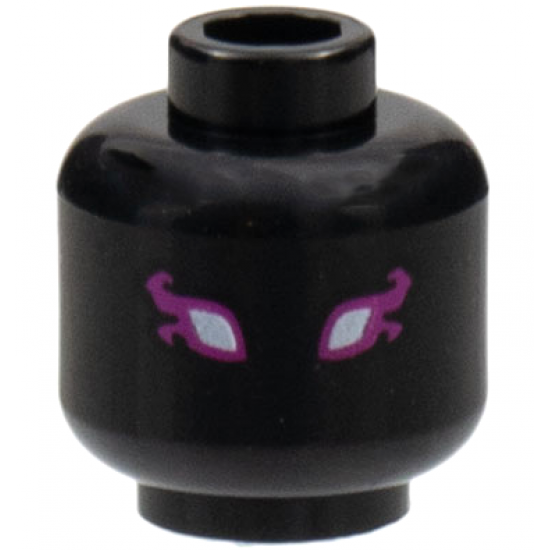 Minifigure, Head White Eyes with Magenta Flame Outlines Pattern - Hollow Stud