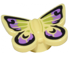 Butterfly with Stud Holder with Black, Medium Lavender, and Lime Wings Pattern