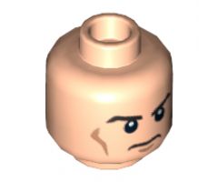 Minifigure, Head Male Black Eyebrows, Cheek Lines, White Pupils and Frown Pattern - Hollow Stud