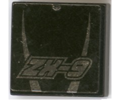 Tile 2 x 2 with Silver Streaks and 'ZX-9' Pattern (Sticker) - Set 8150