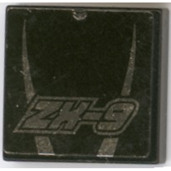 Tile 2 x 2 with Silver Streaks and 'ZX-9' Pattern (Sticker) - Set 8150