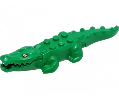 Alligator / Crocodile with 20 Teeth with Yellow Eyes without White Glints Pattern with Light Bluish Gray Technic, Pin 1/2