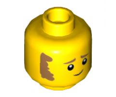 Minifigure, Head Sideburns and Worried Look Pattern - Hollow Stud