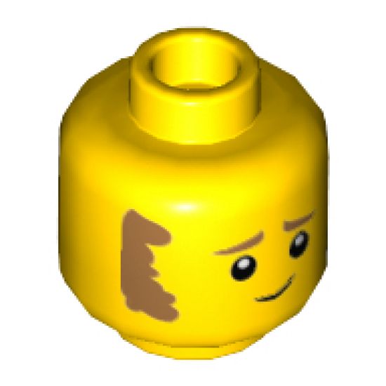 Minifigure, Head Sideburns and Worried Look Pattern - Hollow Stud