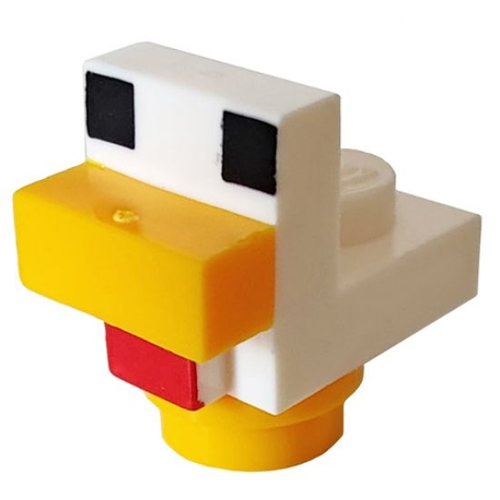 Minecraft Chicken, Baby with Bright Light Orange Feet - Brick Built