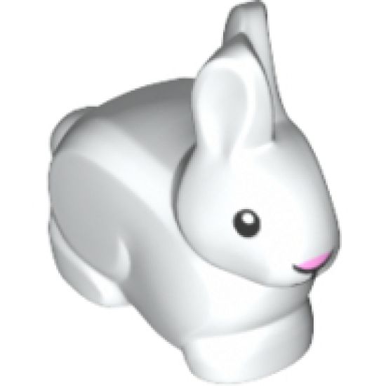 Bunny / Rabbit with Black Eyes and Mouth and Bright Pink Nose Pattern