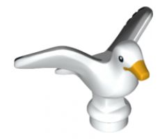 Animal, Air Bird Seagull with Bright Light Orange Beak and Black and Light Bluish Gray Wings Pattern