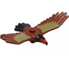 Eagle with Red and Black Head, Black Tail Feathers and Dark Tan Wings Pattern