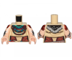 Torso Female Nora Robe with Necklaces and Green Scarf Pattern (Aloy) / Light Nougat Arms with Reddish Brown Sleeves and Silver Armor Plates Pattern / Light Nougat Hands