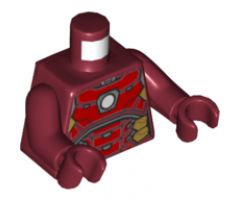 Torso Armor, White Circle Arc Reactor, Silver and Gold Trim Pattern / Dark Red Arms / Dark Red Hands