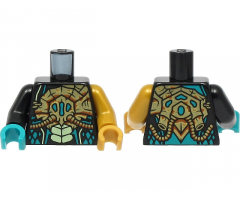 Torso Gold Breathing Apparatus, Yellowish Green Scales Pattern / Pearl Gold Arm Left / Black Arm Right / Pearl Gold Hand Left / Dark Turquoise Hand Right