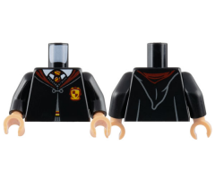 Torso Hogwarts Robe Clasped with Gryffindor Crest, Sweater, Shirt and Tie Pattern / Black Arms / Light Nougat Hands